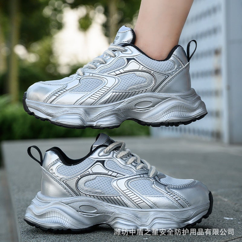 Thick-Soled Silver Torre Shoes Women'S 2025 Spring New Shoes Women'S Explosions Increased Sports Plastic Steel Torre Shoes - Image 2